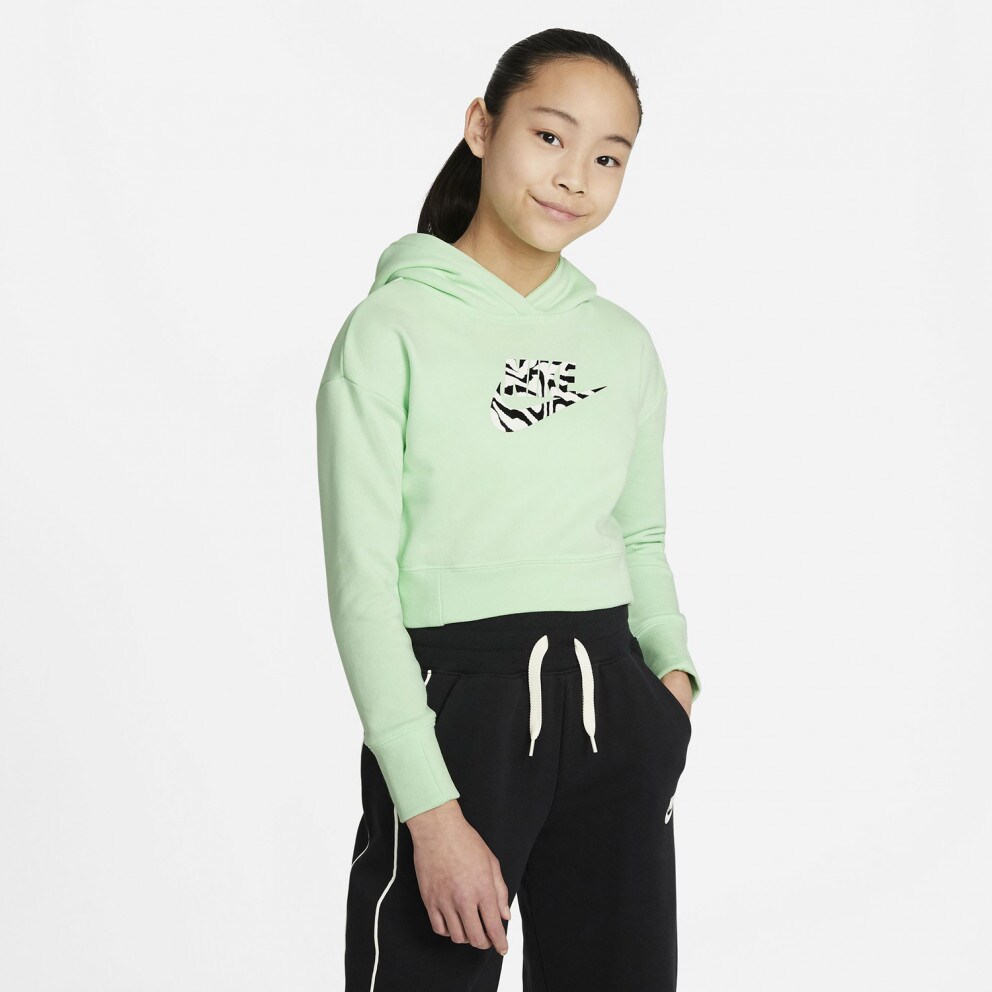 Nike Sportswear Girls' Cropped Παιδική Μπλούζα με Κουκούλα