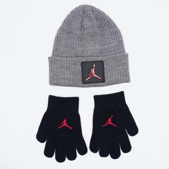 Jordan Metal Jumpman Patch Infant's Set Beanie and Gloves