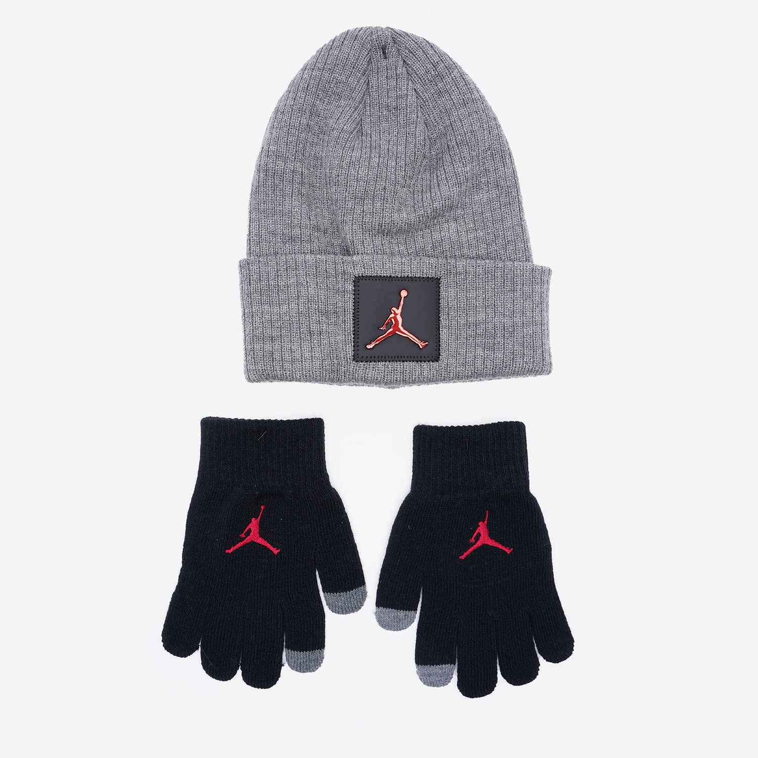 Jordan Metal Jumpman Patch Infant s Set Beanie and Gloves GREY 9A0604 GEH