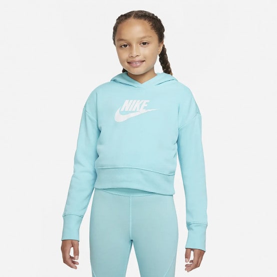 Nike Sportswear Club Cropped Παιδική Μπλούζα με Κουκούλα