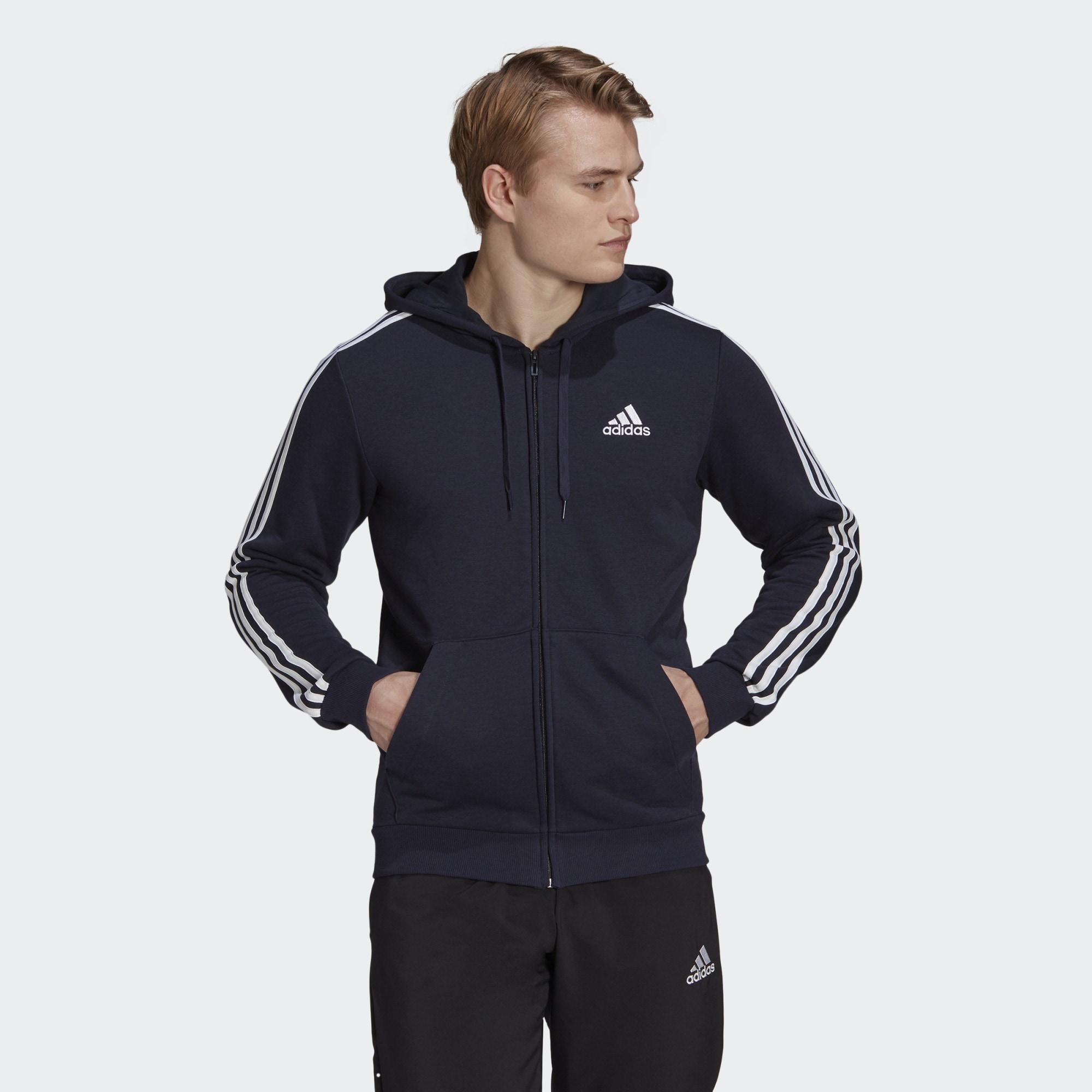 adidas Performance Essentials 3 Stripes Men s Jacket Blue GK9033