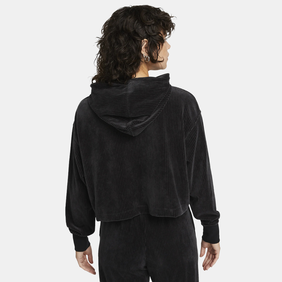 Nike Sportswear Velour Cropped Γυναικεία Μπλούζα με Κουκούλα