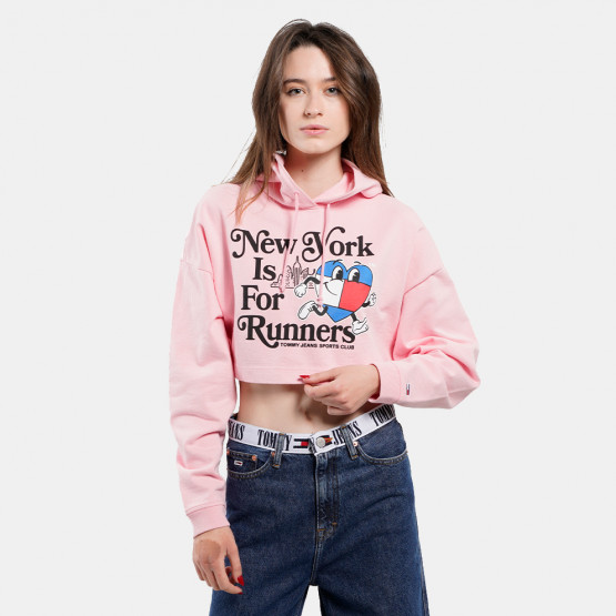 Tommy Jeans Spr Cropped Sportees Runners Γυναικεία Μπλούζα με Κουκούλα