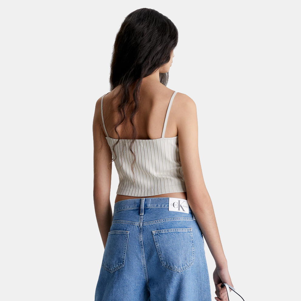 Calvin Klein Rib Cropped Γυναικείο Αμάνικο T-Shirt