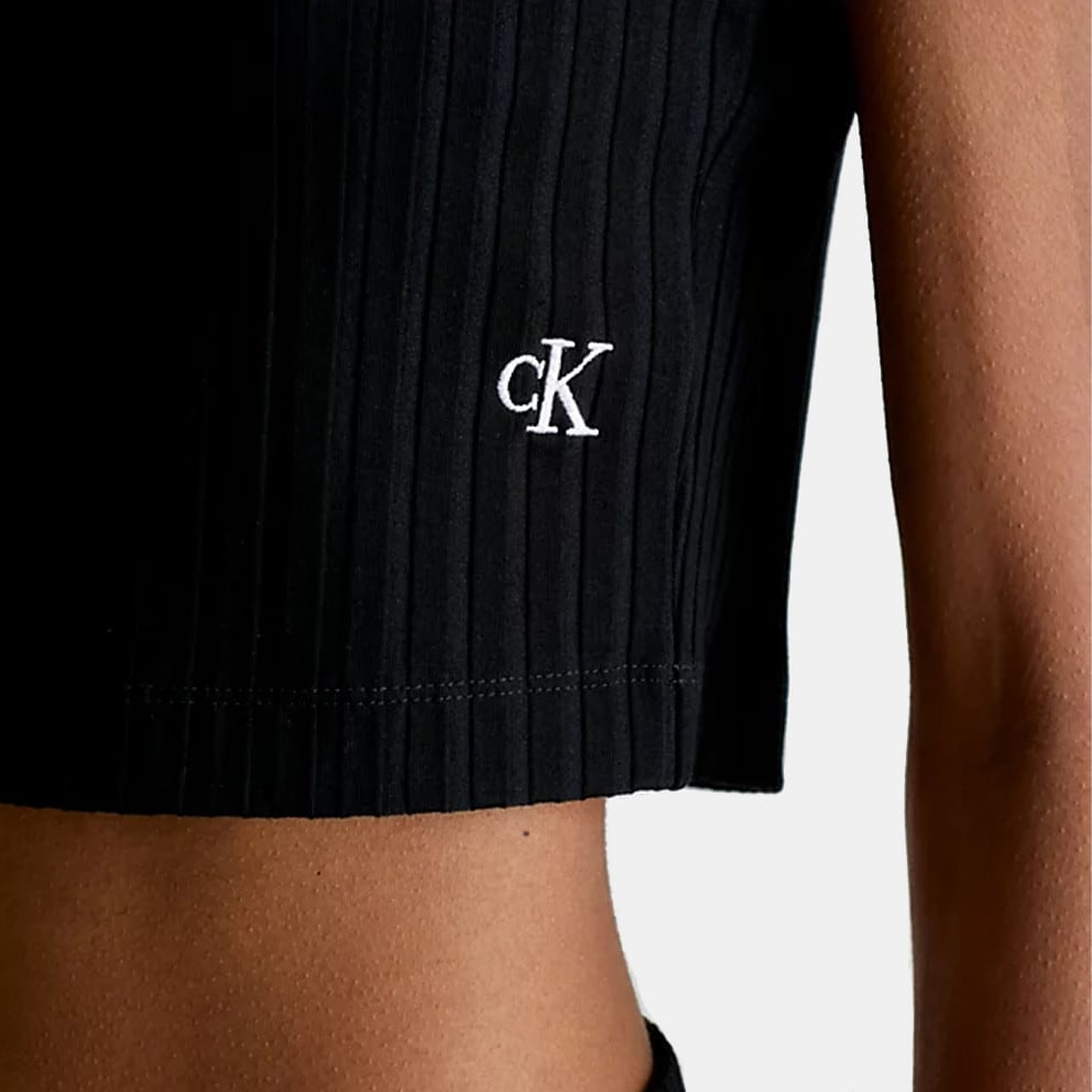 Calvin Klein Rib Cropped Γυναικείο Αμάνικο T-Shirt