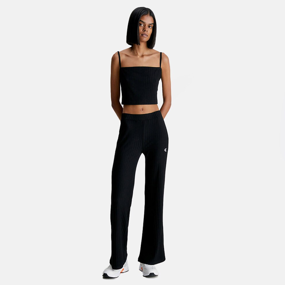 Calvin Klein Rib Cropped Γυναικείο Αμάνικο T-Shirt