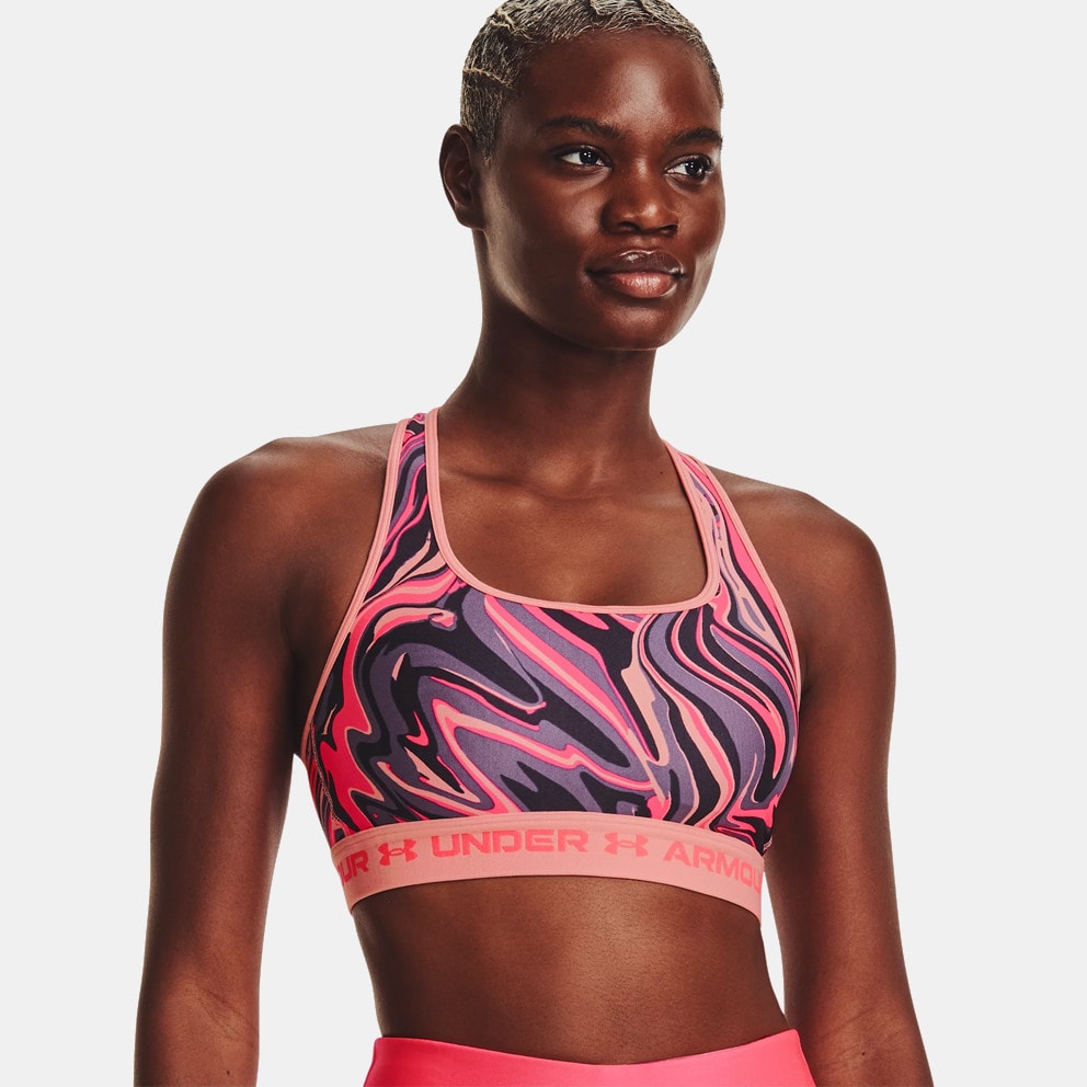 Under Armour Crossback Mid Print Women's Sports Bra Pink 1361042-603