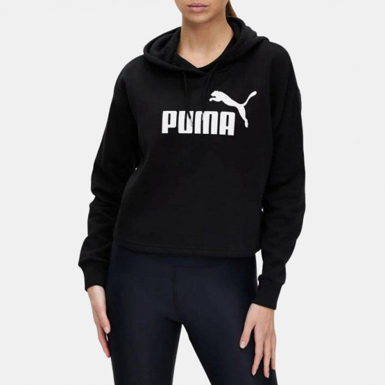 Puma Essential Logo Γυναικεία Cropped Μπλούζα με Κουκούλα