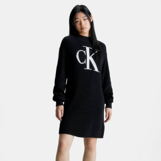 Calvin Klein Ck Intarsia Loose Sweater Dress Ck Black J20J222294-BEH