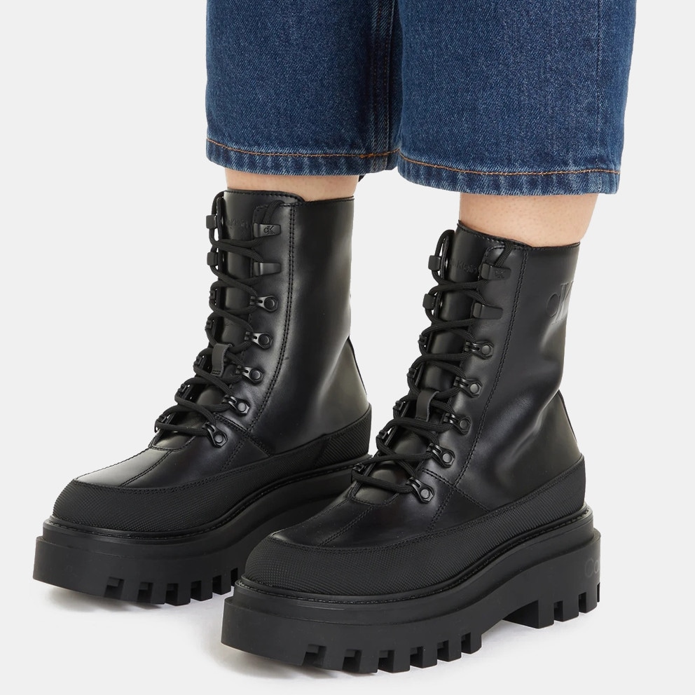 Calvin Klein Flatform Lace Up Boot Lth