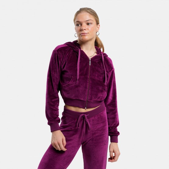 Target Hoodie Crop Jacket Velour Fuel Γυναικεία Ζακέτα