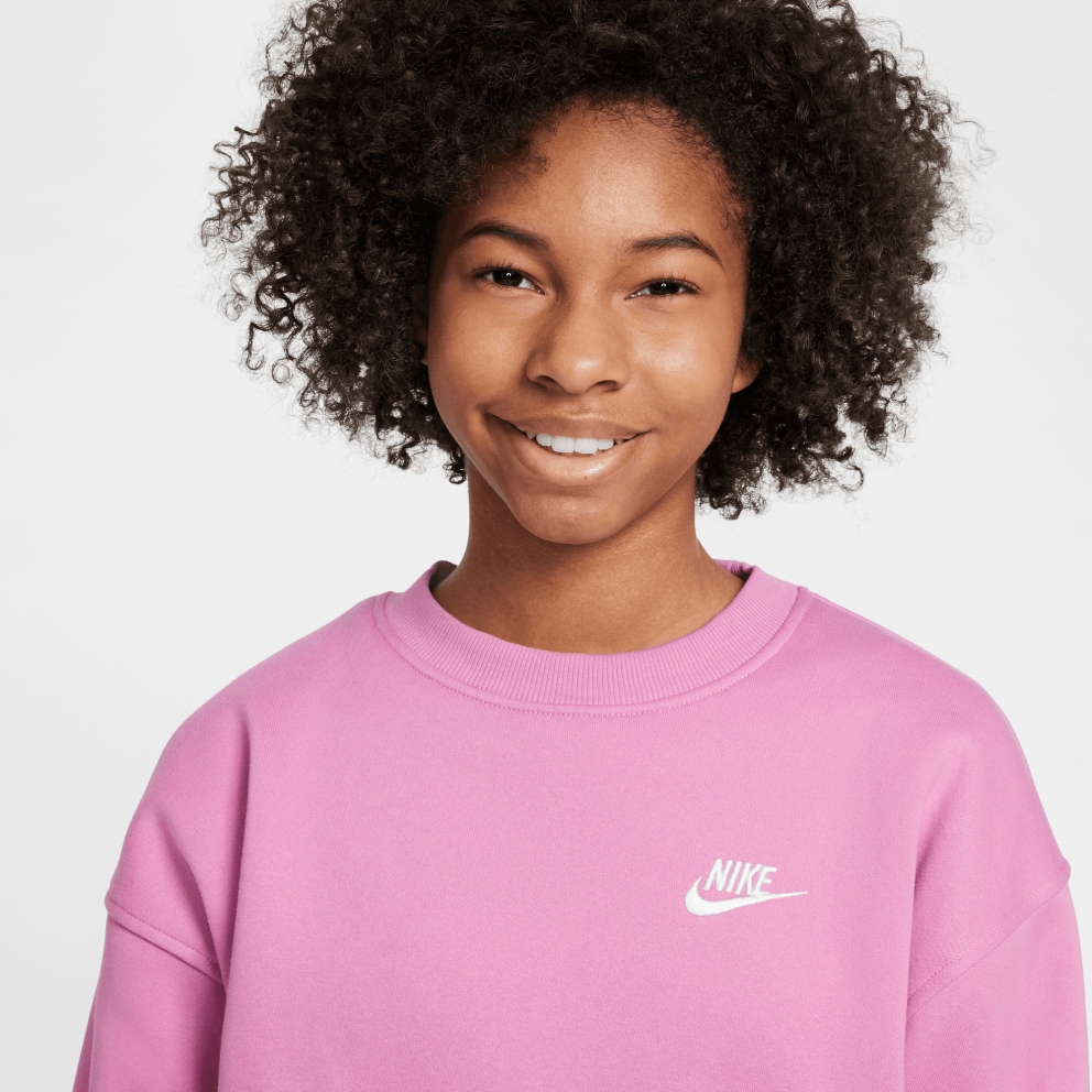 Nike Streetwear Club Fleece Oversized Crew LBR Kids' Long Sleeve Shirt