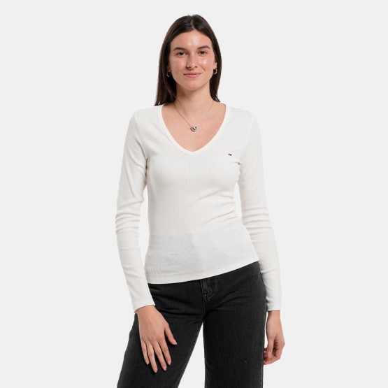 Tommy Jeans Slim Essential Rib V Neck Women's Shirt