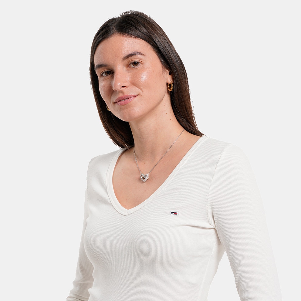 Tommy Jeans Slim Essential Rib V Neck Women's Shirt