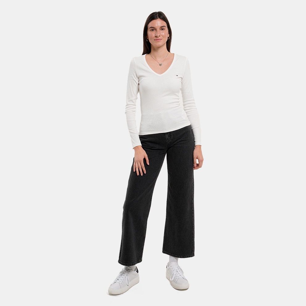 Tommy Jeans Slim Essential Rib V Neck Women's Shirt