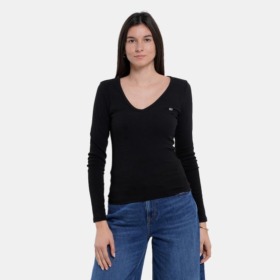 Tommy Jeans Slim Essential Rib V Neck Women's Shirt