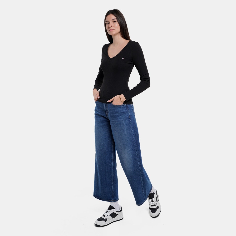 Tommy Jeans Slim Essential Rib V Neck Women's Shirt