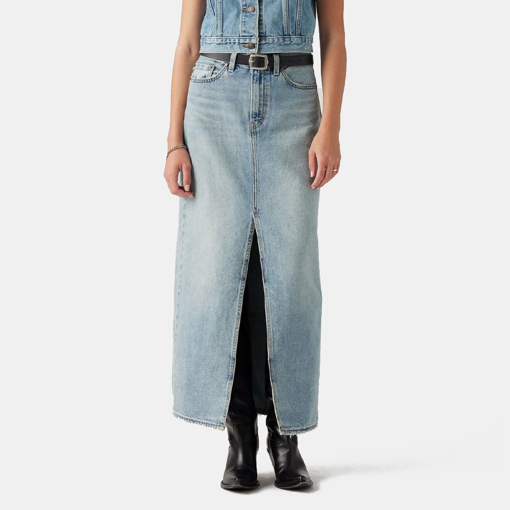 Levi's Ankle Column Skirt Med Indigo - Worn In